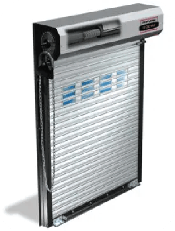 Tereza roll‑up door for Butler metal buildings with proper headroom clearance, flush interior mounting, and optional storm threshold