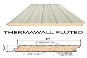 Butler Thermawall Fluted IMP insulated wall panel providing high thermal performance, durable protection, and an architectural fluted profile