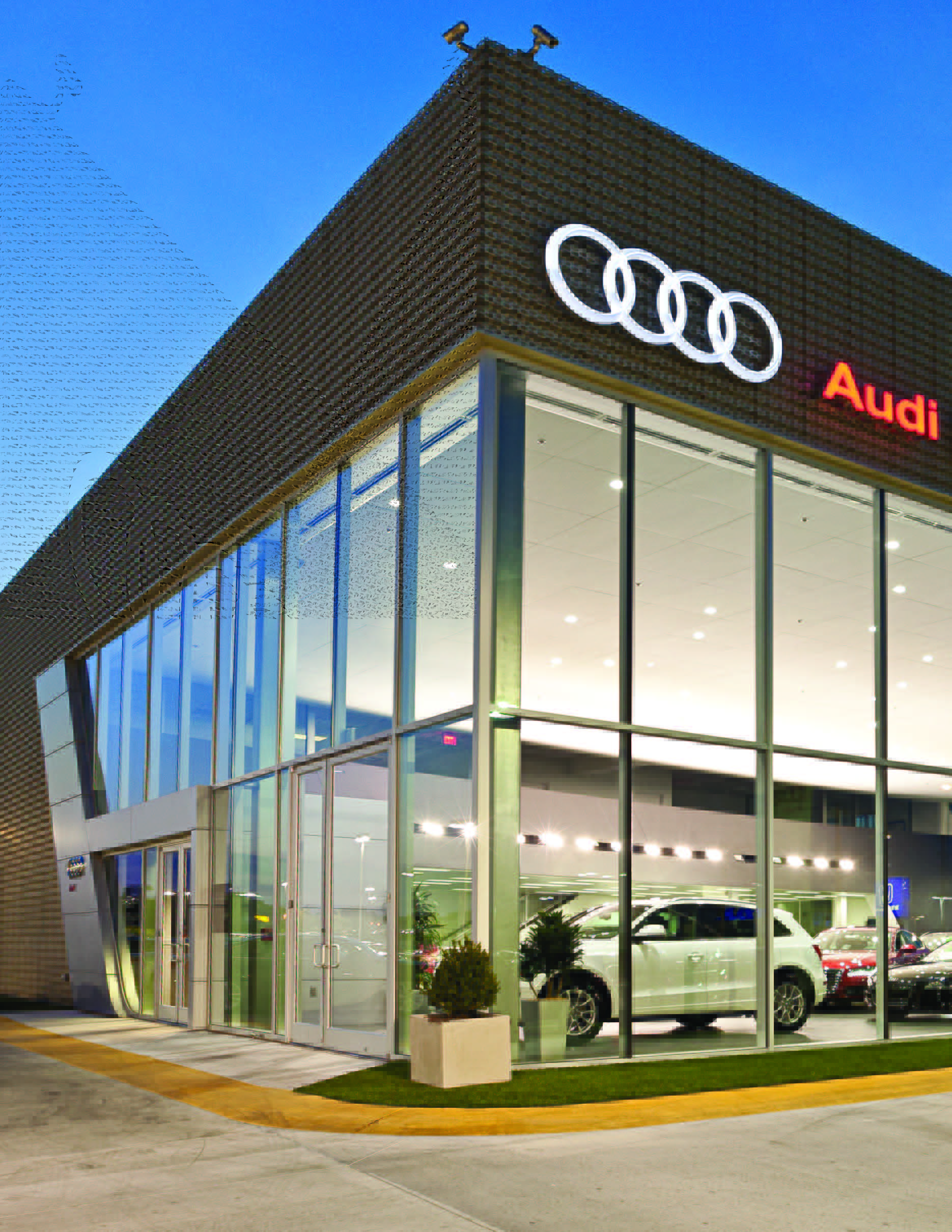 Butler metal building designed for an automotive dealership and showroom with durable steel framing and modern retail display space.