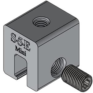 S-5-E non-penetrating standing seam metal roof clamp for Butler MR-24 double-folded standing seam roof systems providing secure solar and accessory attachment without roof penetration