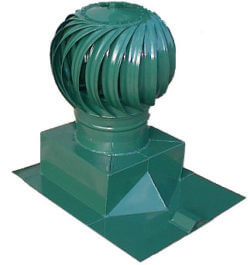 Butler Building roof turbine vent in 12-inch 20-inch or 24-inch diameter throat size with bird screen wide flange and precision balanced wind-driven turbine assembly for Butler metal roof systems