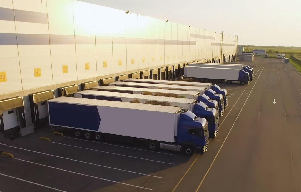 Butler Distribution warehouse with trucks awaiting loading