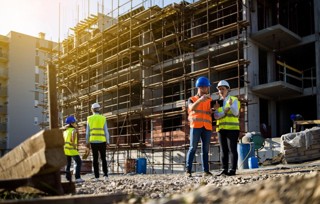 Butler construction workers having meeting