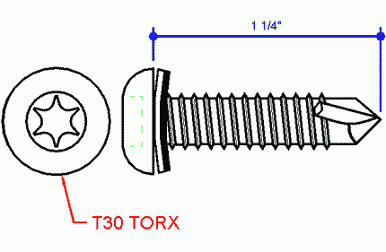 (T-3)#12-14x1 ¼ T-30 Fastener