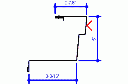 Technical drawing of a metal bracket with measurements labeled in inches. Relevant for discussing structural design specifications.