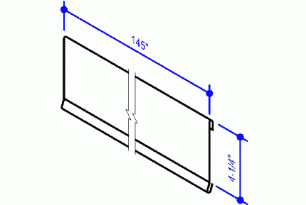 Diagram of a flat panel with dimensions 145 inches by 4.1 inches, illustrating the design specifications for a product.